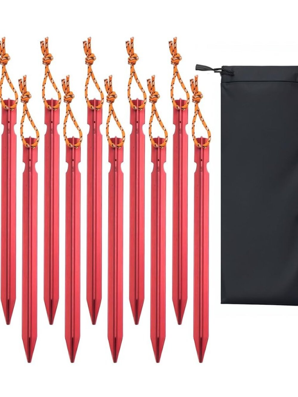 12 Pack Tent Stakes, 7-inch Ultralight Aluminum Ground Pegs with Reflective Pull